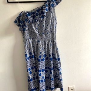 🆕NWOT blue/white smocked one-shoulder London Times sundress